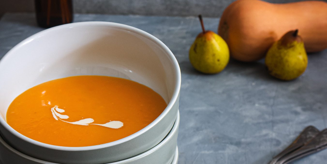Butternut squash and pear soup