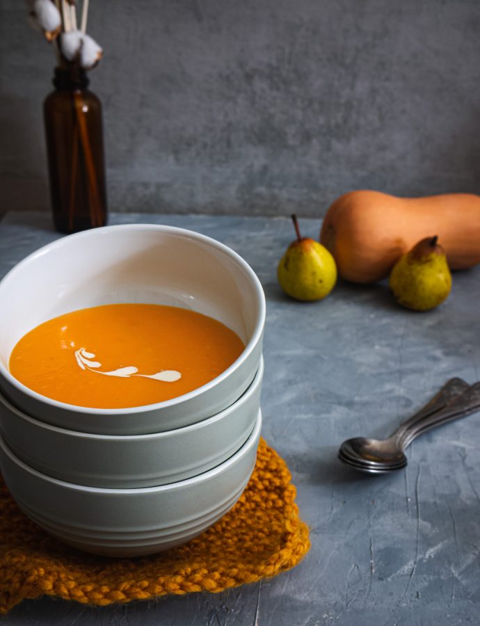 Butternut squash and pear soup