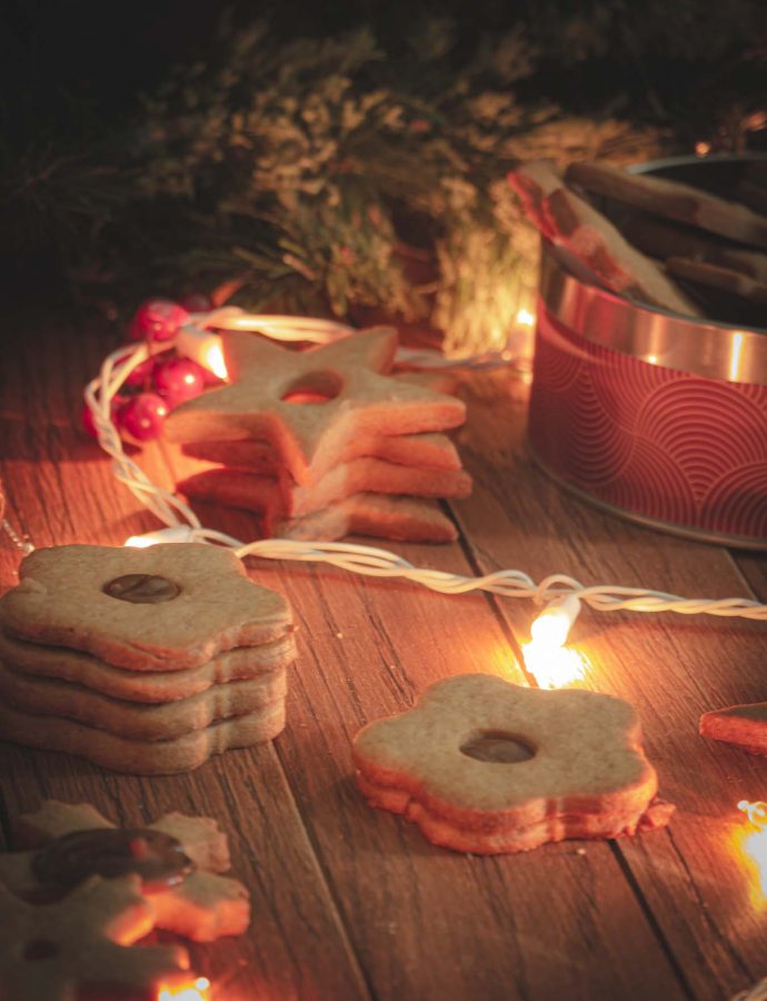 Cinnamon and chocolate spread Christmas cookies